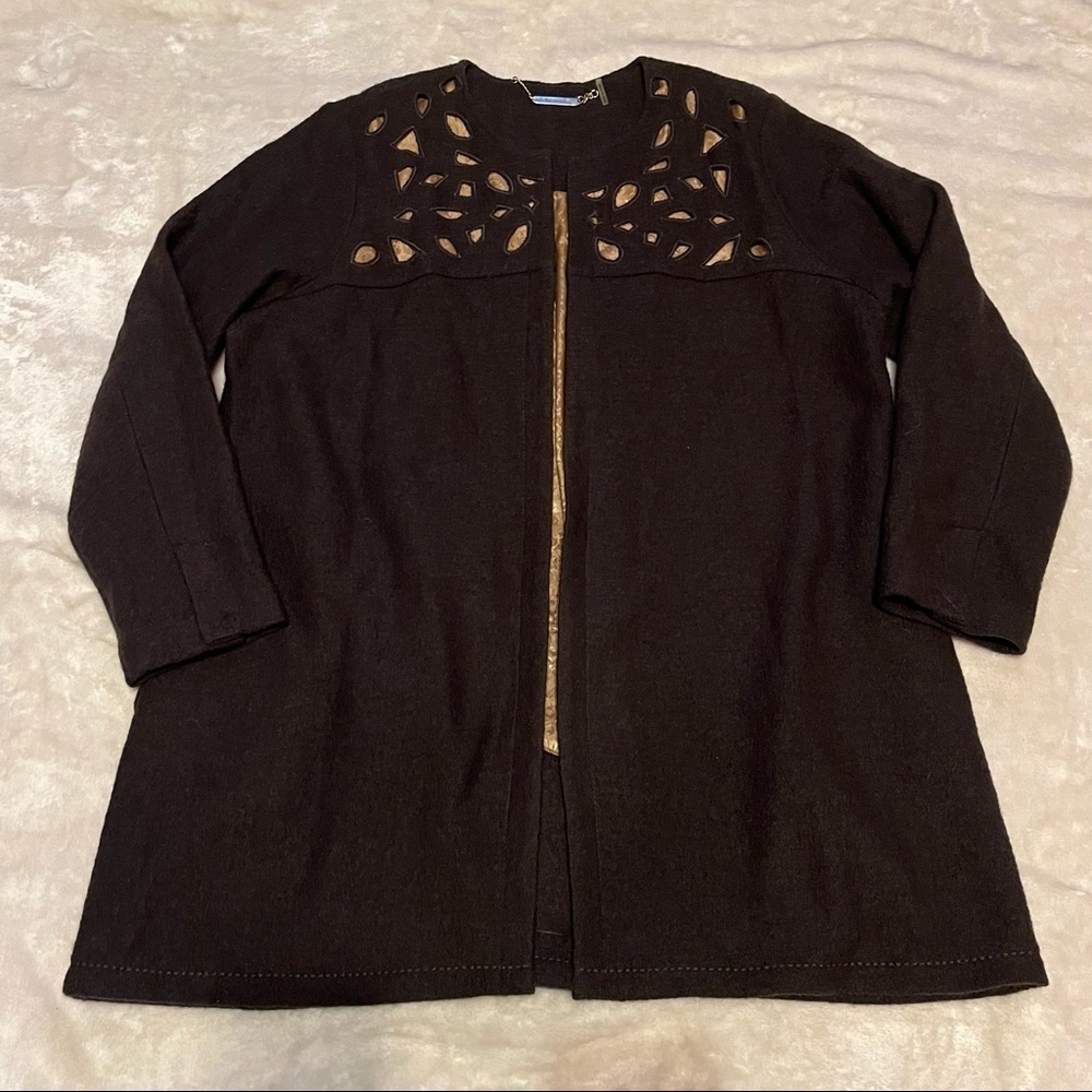 Soft Surroundings brown & gold 100% wool jacket, size 1X